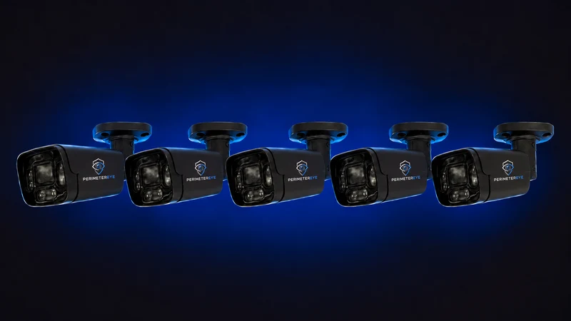 Five black PerimeterEye bullet cameras